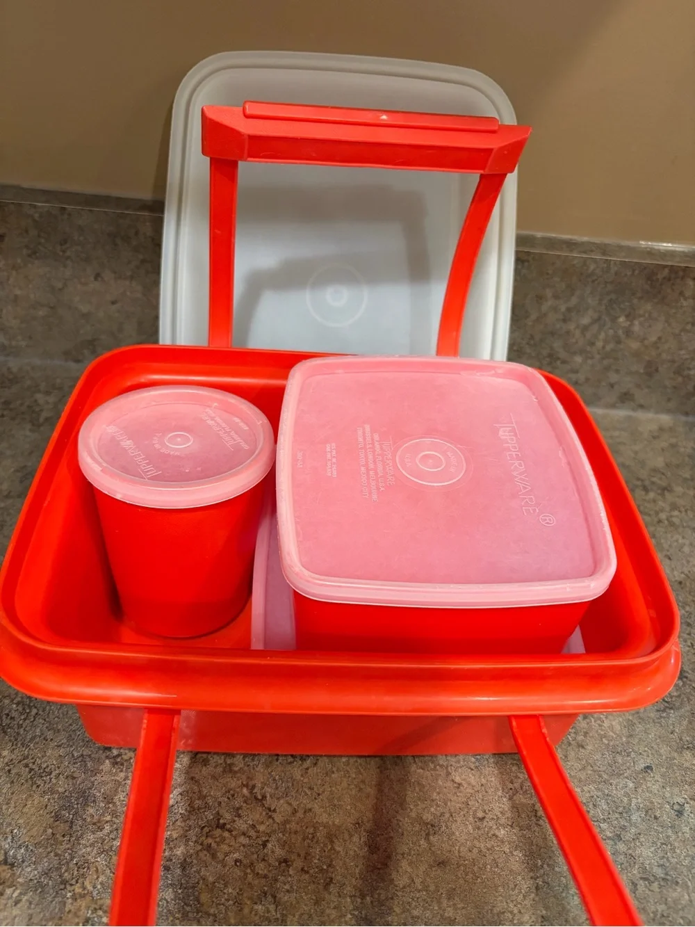 Tupperware Vintage Pack N Carry Retro Lunch Box Set